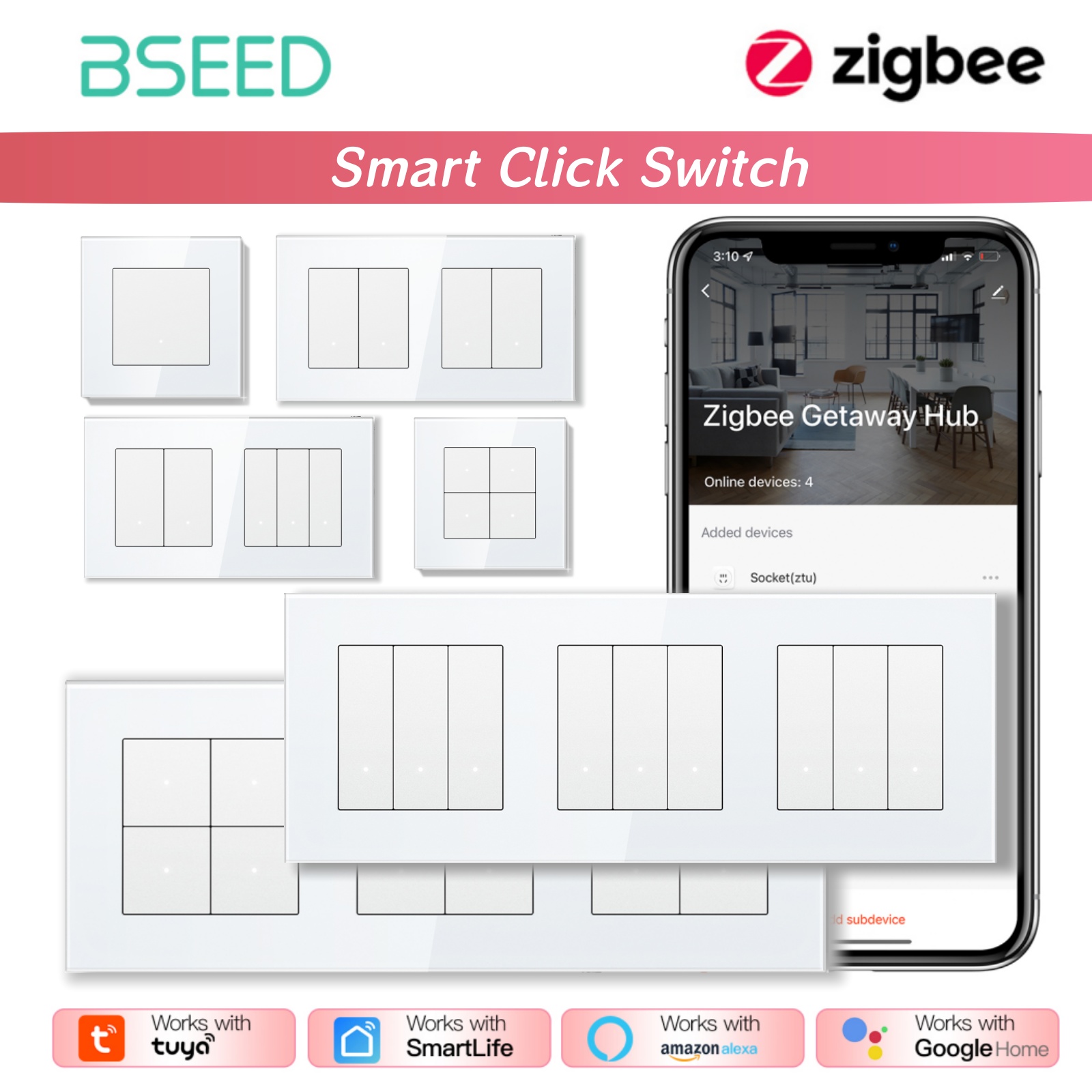 Smart Home Yellow - BSEED ZigBee 클릭 스위치 시리즈 벽걸이형