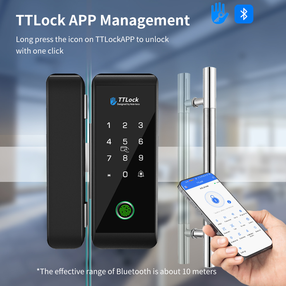 Smart Home Door Lock - TTLOCK 스마트 유리문 잠금장치, 지문 인식