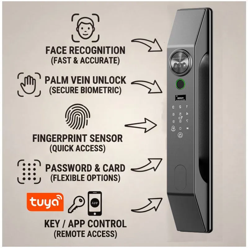 다국어 지원, 얼굴 인식, 비밀번호, 지문 인식 기능이 - Smart Home Door Lock 리뷰 및 가격