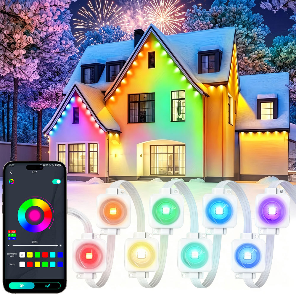 150피트 90LED 스마트 RGBIC 영구 야외 처마 - Smart Home Yellow 리뷰 및 가격