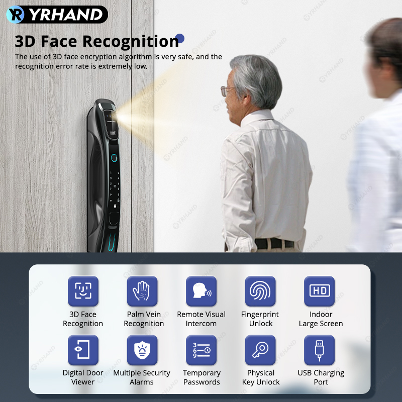 스마트 도어락 3D 얼굴인식 손바닥정맥 지문인식 WiF - Smart Home Door Lock 리뷰 및 가격